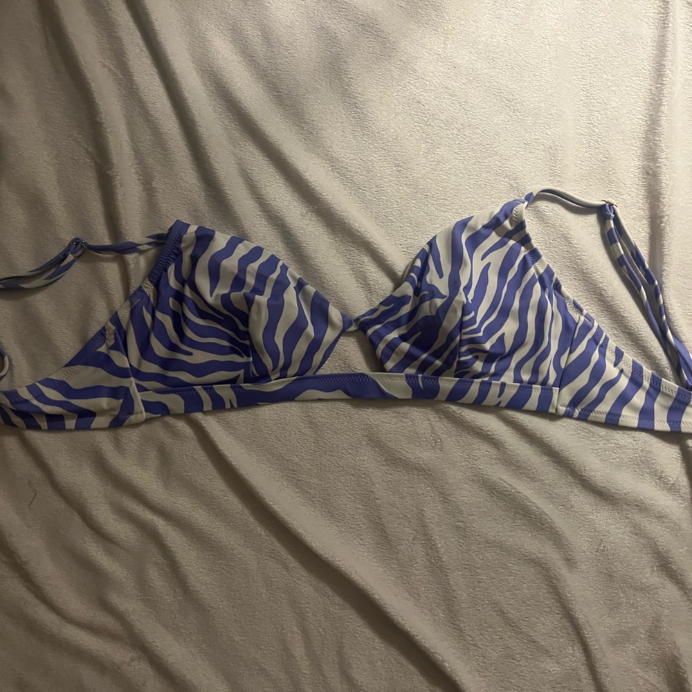 Purple zebra print swim top